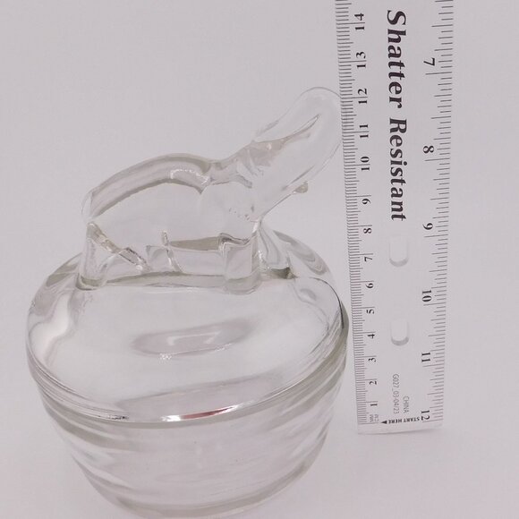 Elephant Lid Clear Glass Powder Trinket Dish Vintage Jeannette Glass Co - Picture 2 of 6